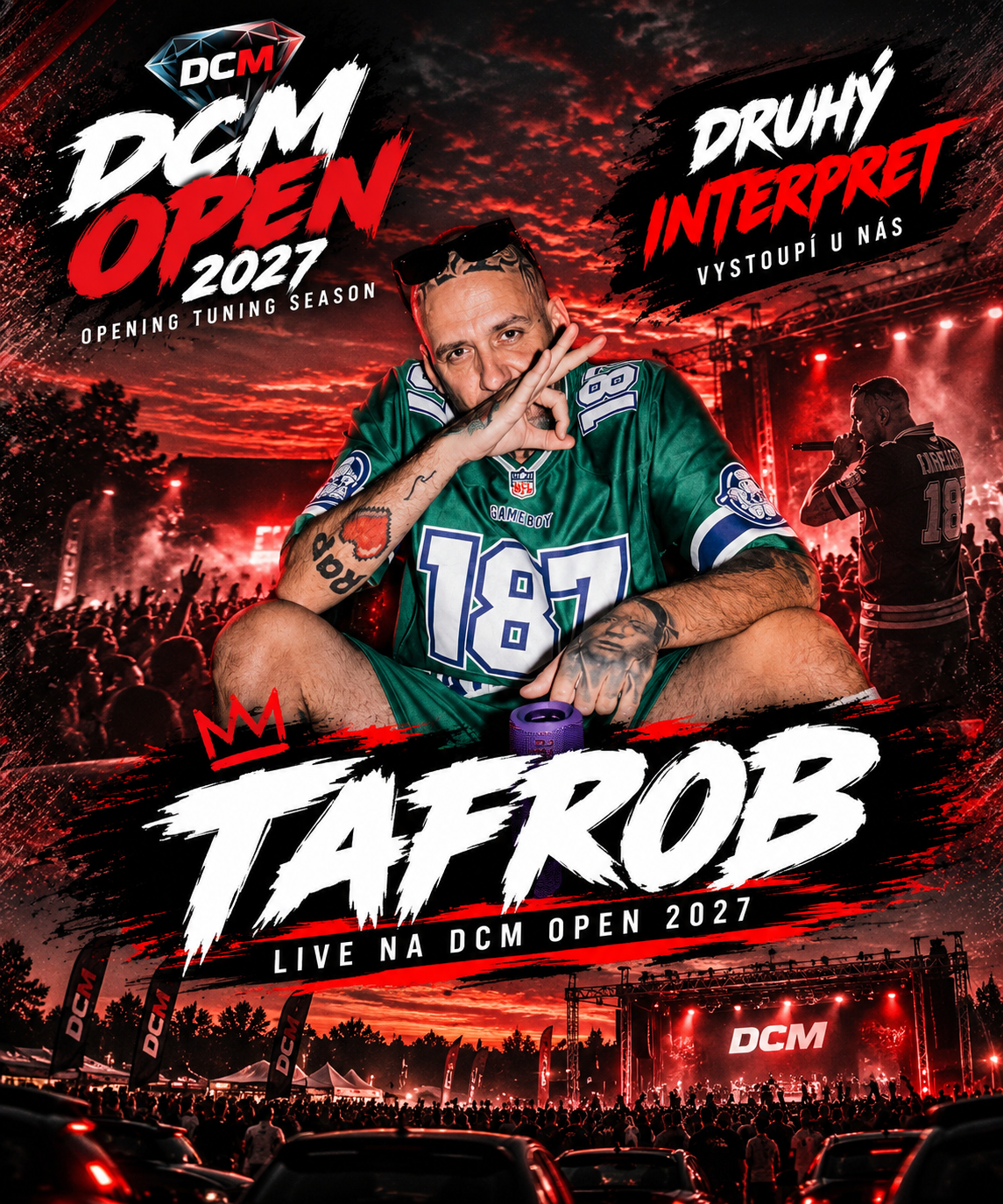 Oficiální plakát: Tafrob live na DCM OPEN 2027